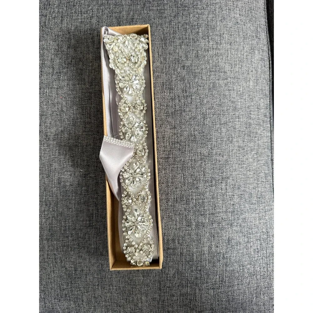 Sparkling Rhinestone Bridal Wedding Dress Belt Silver Crystal‎ Embellished Sash